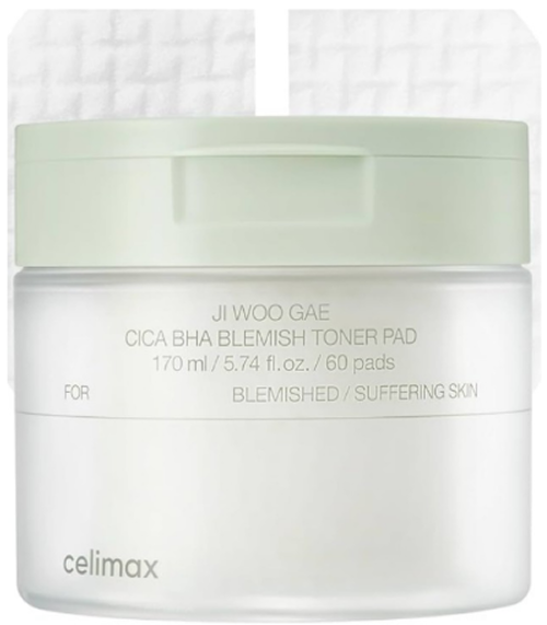 Celimax Ji Woo Gae Cica BHA Blemish Toner Pad 60pads