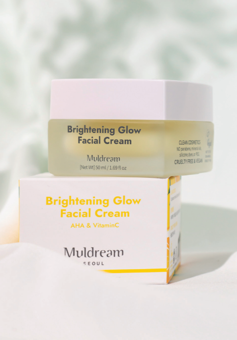 Muldream Brightening Glow Creme Facial Vegano de AHA e Vitamina C